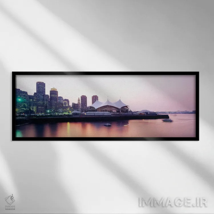 تابلو Charles river, Boston, Massachusetts, USA,آسمانخراشها در کنار رودخانه چارلز، بوستون، ماساچوست، ایالات متحده آمریکا اثر پانورامیک ایمجز (استودیو عکاسی عریض) - نمای قابدار مشکی