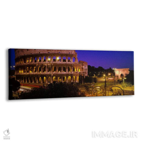 تابلو Rome, Lazio, Italy,کولوسئوم (آمفیتئاتر فلاویان) در شب، رم، لاتزیو، ایتالیا اثر پانورامیک ایمجز (استودیو عکاسی عریض) - نمای پرسپکتیو محصول