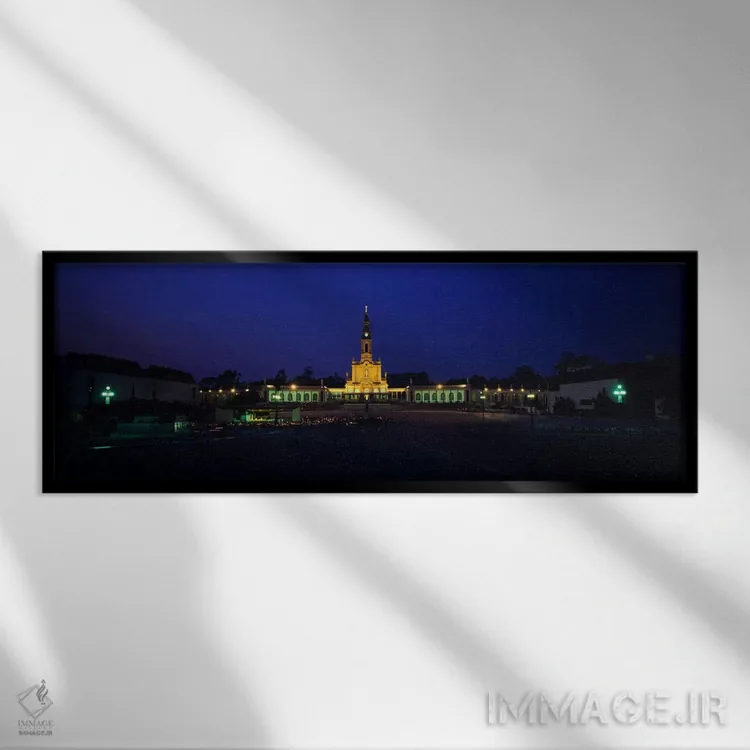 تابلو Fatima, Portugal,کلیسای نورپردازیشده در شب، بانوی فاطیما، فاطیما، پرتغال اثر پانورامیک ایمجز (استودیو عکاسی عریض) - نمای قابدار مشکی