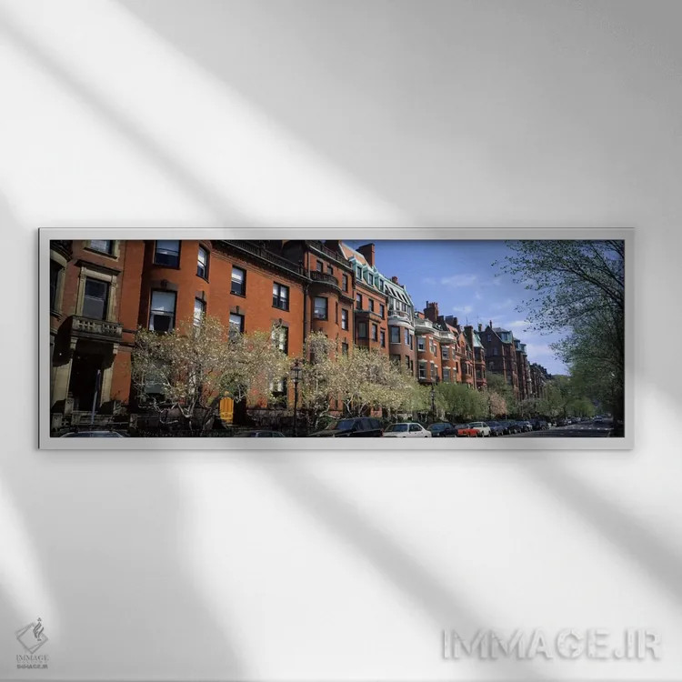تابلو Boston, Suffolk County, Massachusetts, USA,ساختمانهای داخل خیابان، خیابان کامنولث، بوستون، شهرستان سوفولک، ماساچوست، آمریکا اثر پانورامیک ایمجز (استودیو عکاسی عریض) - نمای قابدار سفید