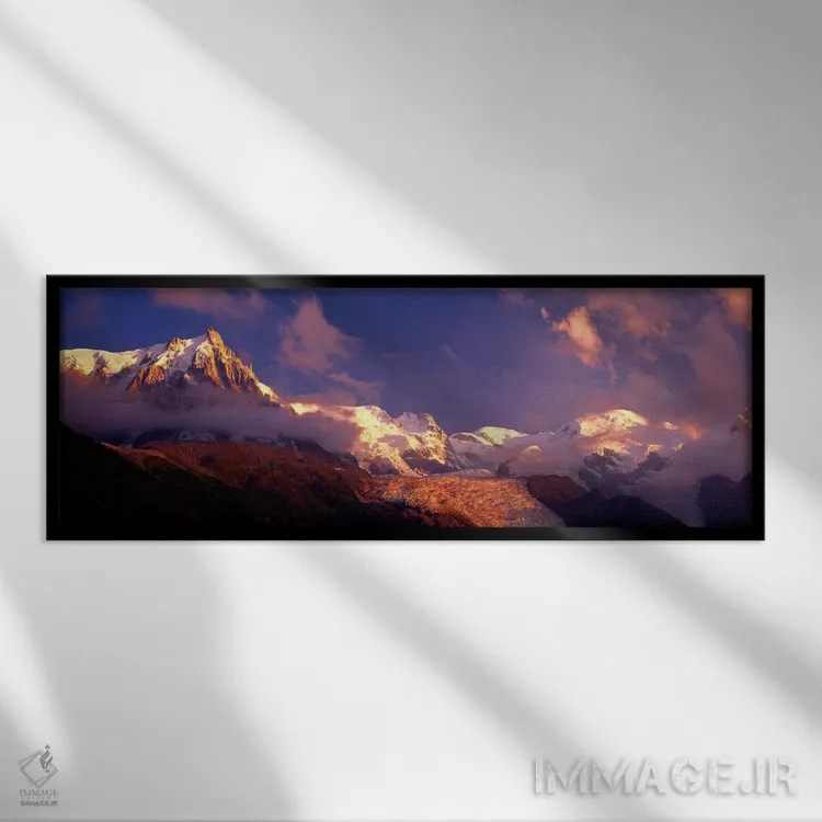 تابلو Mont Blanc Massif, Haute-Savoie, Rhone-Alpes, France,آیگی دو میدی، تودهکوه مونبلان، اوتساووا، رون-آلپ، فرانسه اثر پانورامیک ایمجز (استودیو عکاسی عریض) - نمای قابدار مشکی