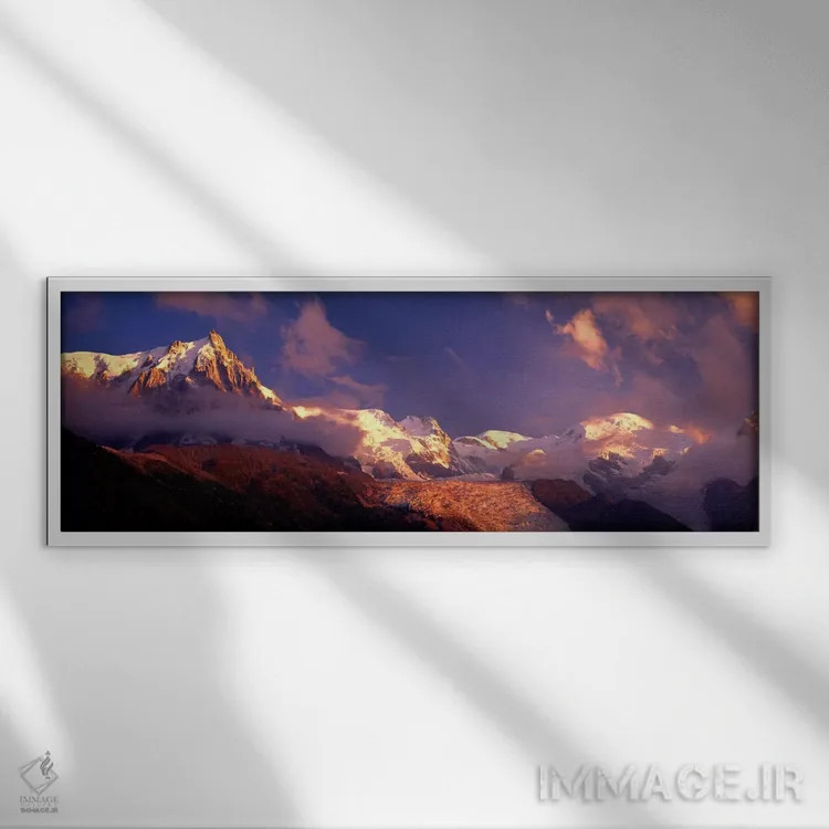 تابلو Mont Blanc Massif, Haute-Savoie, Rhone-Alpes, France,آیگی دو میدی، تودهکوه مونبلان، اوتساووا، رون-آلپ، فرانسه اثر پانورامیک ایمجز (استودیو عکاسی عریض) - نمای قابدار سفید