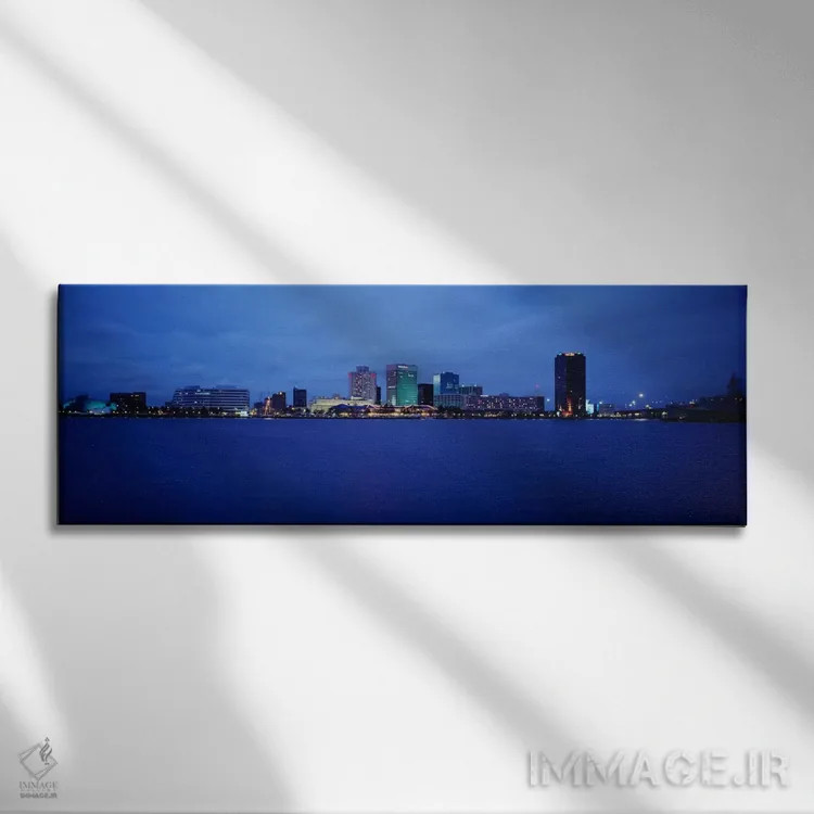 تابلو Norfolk, Virginia, USA,ساختمانها در ساحل آب، نورفک، ویرجینیا، ایالات متحده آمریکا اثر پانورامیک ایمجز (استودیو عکاسی عریض) - نمای روبهرو روی دیوار
