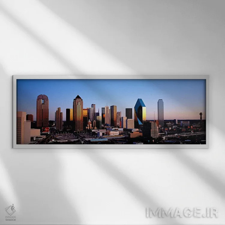 تابلو Texas, Dallas, sunrise,آمریکا، تگزاس، دالاس، طلوع خورشید اثر پانورامیک ایمجز (استودیو عکاسی عریض) - نمای قابدار سفید
