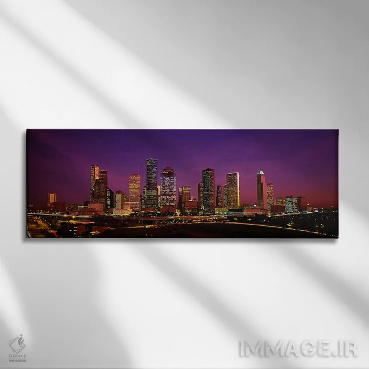 تابلو Houston, Texas, USA,ساختمانهای روشن در شب، هیوستون، تگزاس، ایالات متحده آمریکا اثر پانورامیک ایمجز (استودیو عکاسی عریض) - نمای روبهرو روی دیوار