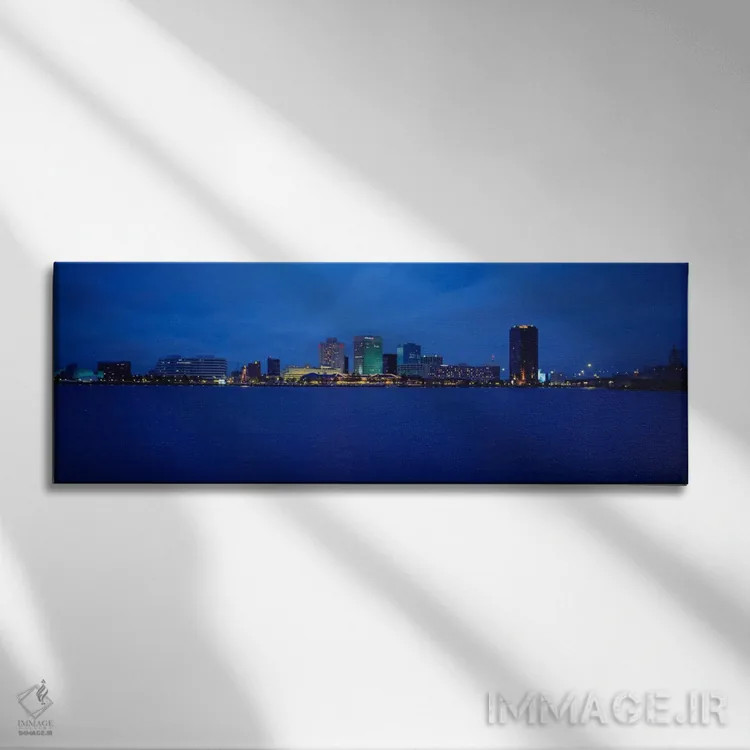تابلو Norfolk, Virginia, USA,ساختمانهای کنار آب، نورفولک، ویرجینیا، آمریکا اثر پانورامیک ایمجز (استودیو عکاسی عریض) - نمای روبهرو روی دیوار