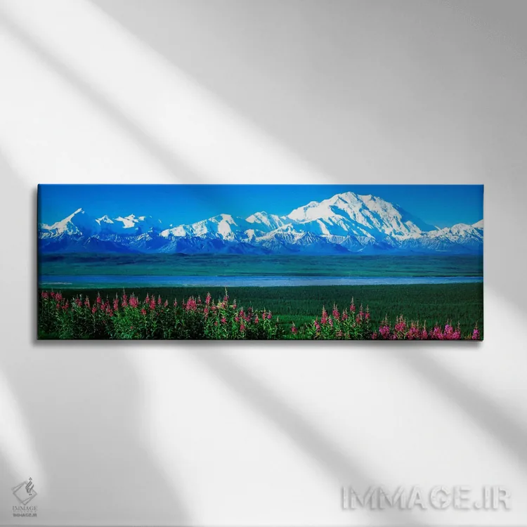 تابلو کوهها و دریاچه، پارک ملی دنالی، آلاسکا، آمریکا اثر پانورامیک ایمجز (استودیو عکاسی عریض) - نمای روبهرو روی دیوار