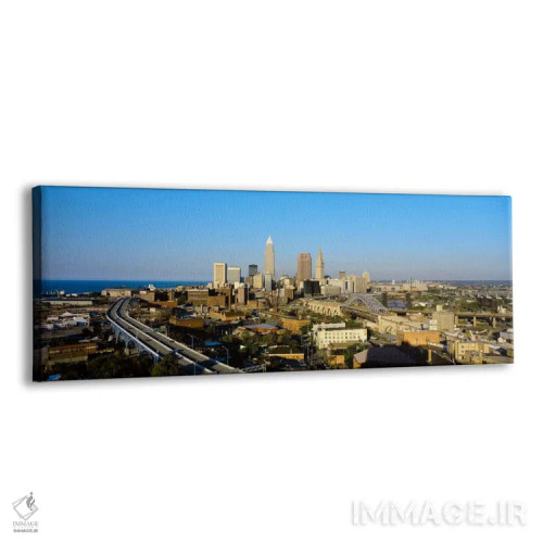 تابلو Ohio, Cleveland, aerial,پیمایش هوایی از کلیولند، اوهایو، ایالات متحده آمریکا اثر پانورامیک ایمجز (استودیو عکاسی عریض) - نمای پرسپکتیو محصول