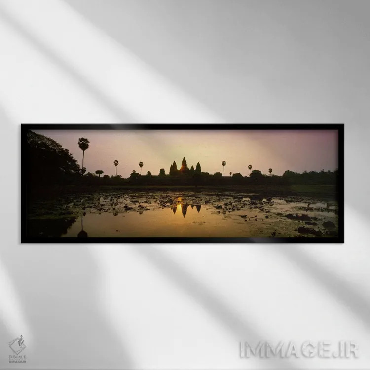 تابلو انگکور وات، کامبوج اثر پانورامیک ایمجز (استودیو عکاسی عریض) - نمای قابدار مشکی