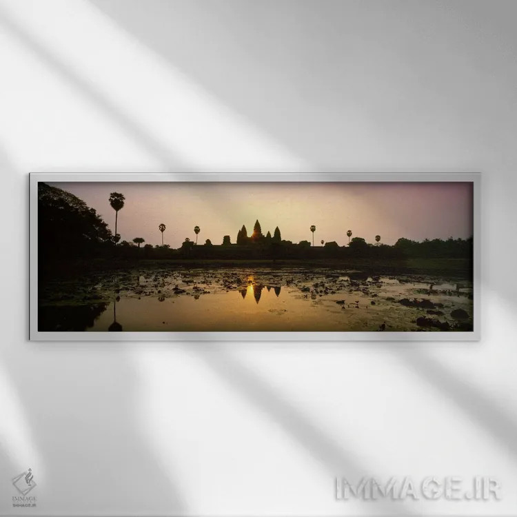 تابلو انگکور وات، کامبوج اثر پانورامیک ایمجز (استودیو عکاسی عریض) - نمای قابدار سفید