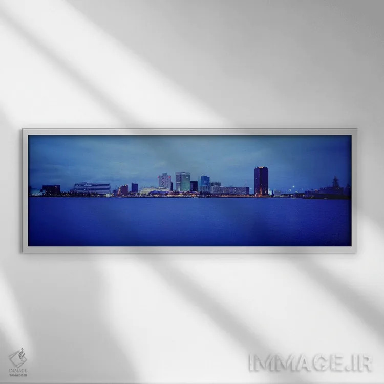 تابلو Norfolk, Virginia, USA,ساختمانها در کنار آب، نورفک، ویرجینیا، ایالات متحده آمریکا اثر پانورامیک ایمجز (استودیو عکاسی عریض) - نمای قابدار سفید