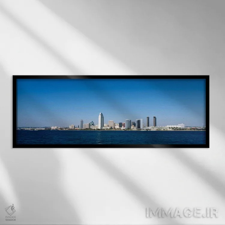 تابلو San Diego, California, USA #9,ساختمانها در کنار آب، سن دیگو، کالیفرنیا، ایالات متحده آمریکا (۹) اثر پانورامیک ایمجز (استودیو عکاسی عریض) - نمای قابدار مشکی