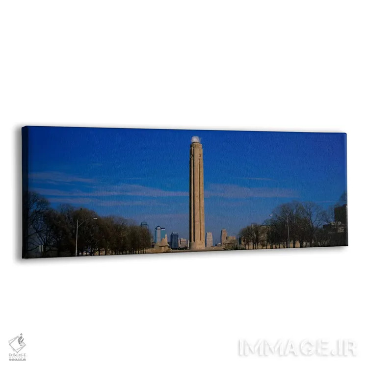 تابلو Liberty Memorial, Kansas City, Missouri, USA,نمای پایین به بالا از یک بنای یادبود در پارک، یادبود آزادی، کانزاس سیتی، میسوری، ایالات متحده آمریکا اثر پانورامیک ایمجز (استودیو عکاسی عریض) - نمای پرسپکتیو محصول