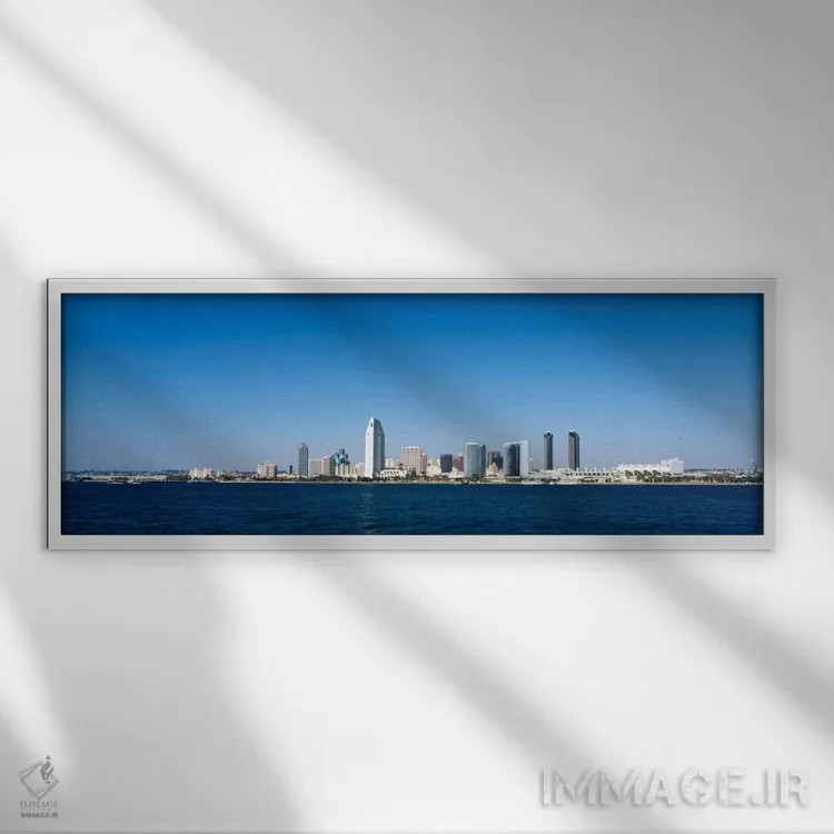 تابلو San Diego, California, USA #9,ساختمانها در کنار آب، سن دیگو، کالیفرنیا، ایالات متحده آمریکا (۹) اثر پانورامیک ایمجز (استودیو عکاسی عریض) - نمای قابدار سفید