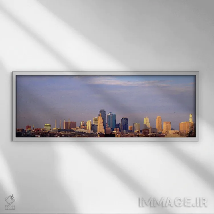تابلو Kansas City, Missouri, USA,آسمانخراشها در یک شهر، کانزاس سیتی، میسوری، ایالات متحده آمریکا اثر پانورامیک ایمجز (استودیو عکاسی عریض) - نمای قابدار سفید