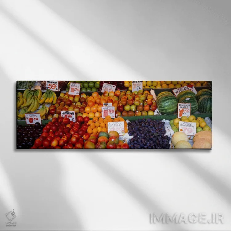 تابلو بازار پایک پلیس، سیاتل، واشنگتن، ایالات متحده آمریکا اثر پانورامیک ایمجز (استودیو عکاسی عریض) - نمای روبهرو روی دیوار