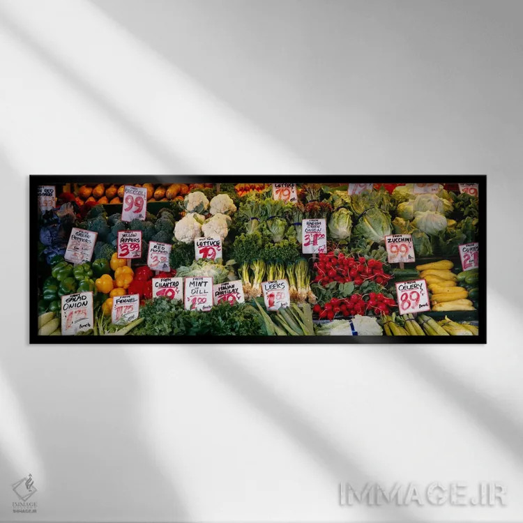 تابلو Seattle, Washington State, USA,نمای نزدیک از بازار پایک پلیس، سیاتل، ایالت واشنگتن، ایالات متحده آمریکا اثر پانورامیک ایمجز (استودیو عکاسی عریض) - نمای قابدار مشکی