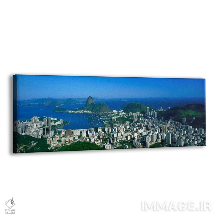 تابلو Rio de Janeiro, Brazil,نمای هوایی از محلههای بوتافوگو و اورکا با کوه کلهقندی، ریو دو ژانیرو، برزیل اثر پانورامیک ایمجز (استودیو عکاسی عریض) - نمای پرسپکتیو محصول