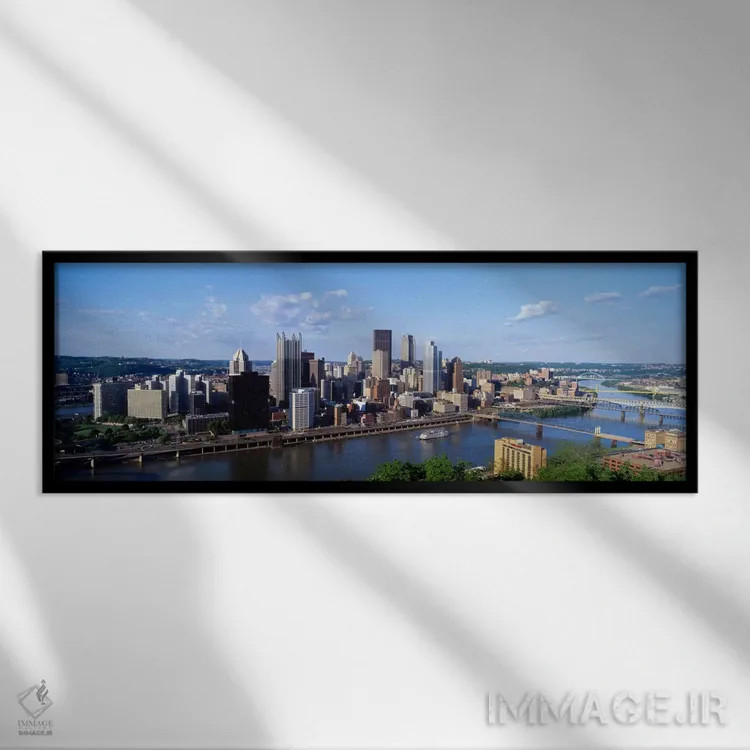 تابلو Pennsylvania, USA,رودخانه مونونگاهلا، پیتسبورگ، پنسیلوانیا، ایالات متحده آمریکا اثر پانورامیک ایمجز (استودیو عکاسی عریض) - نمای قابدار مشکی