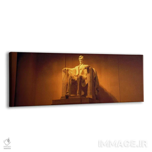 تابلو Washington DC, Lincoln Memorial, Low angle view of the statue of Abraham Lincoln,آمریکا، واشینگتن دیسی، یادبود لینکلن، نمای زاویه پایین از تندیس آبراهام لینکلن اثر پانورامیک ایمجز (استودیو عکاسی عریض) - نمای پرسپکتیو محصول
