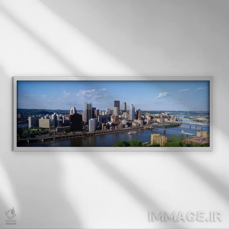 تابلو Pennsylvania, USA,رودخانه مونونگاهلا، پیتسبورگ، پنسیلوانیا، ایالات متحده آمریکا اثر پانورامیک ایمجز (استودیو عکاسی عریض) - نمای قابدار سفید