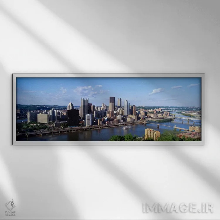 تابلو Pennsylvania, USA,رودخانه مونونگاهلا، پیتسبورگ، پنسیلوانیا، ایالات متحده آمریکا اثر پانورامیک ایمجز (استودیو عکاسی عریض) - نمای قابدار سفید