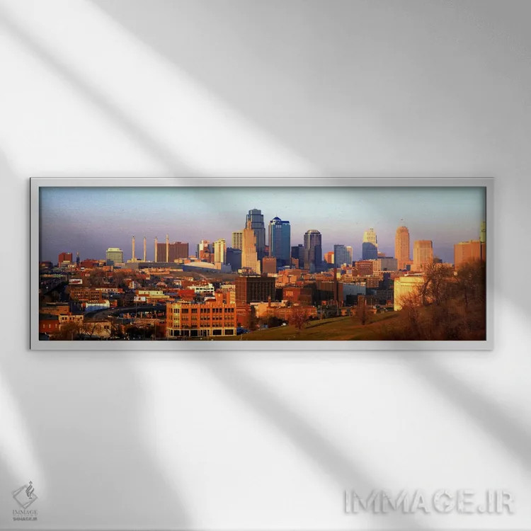 تابلو کانزاس سیتی، میسوری، ایالات متحده آمریکا اثر پانورامیک ایمجز (استودیو عکاسی عریض) - نمای قابدار سفید