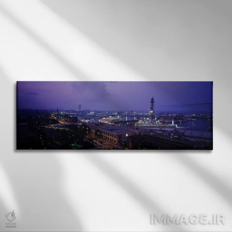 تابلو Barcelona, Spain,نمای بالا از محله ال راوال و محله گوتیک، بارسلون، اسپانیا اثر پانورامیک ایمجز (استودیو عکاسی عریض) - نمای روبهرو روی دیوار