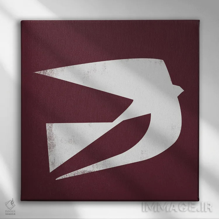 تابلو پرنده مینیمال یک اثر دانیلو د آلکساندریا - نمای روبهرو روی دیوار