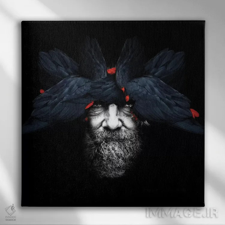 تابلو انسان-پرنده | مربع اثر دانیلو د آلکساندریا - نمای روبهرو روی دیوار