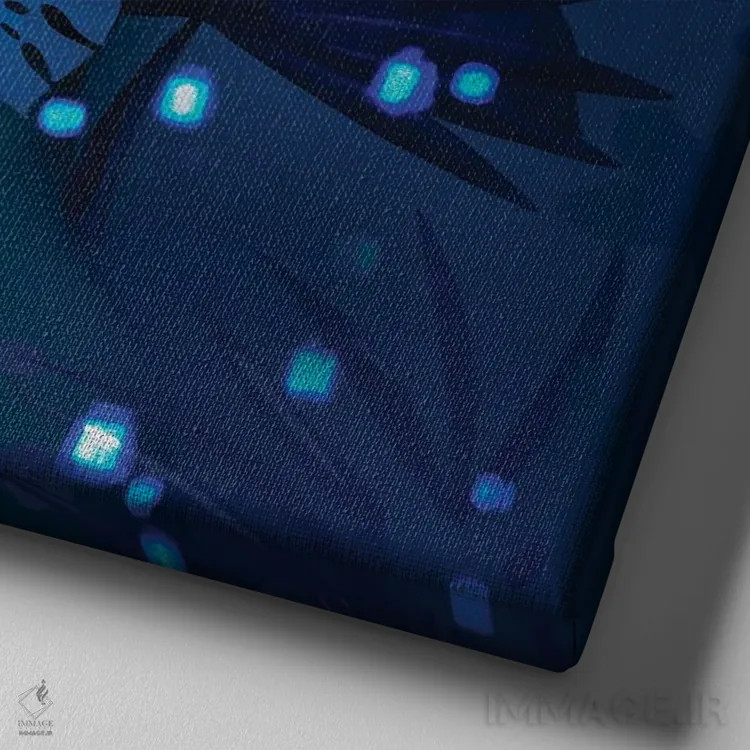 تابلو زن با آواتار نورانی اثر دانیلو د آلکساندریا - نمای نزدیک بافت بوم