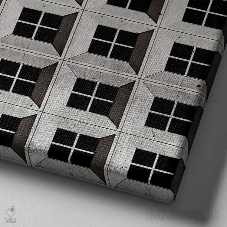 تابلو پنجره انتزاعی پنج اثر دانیلو د آلکساندریا - نمای نزدیک بافت بوم