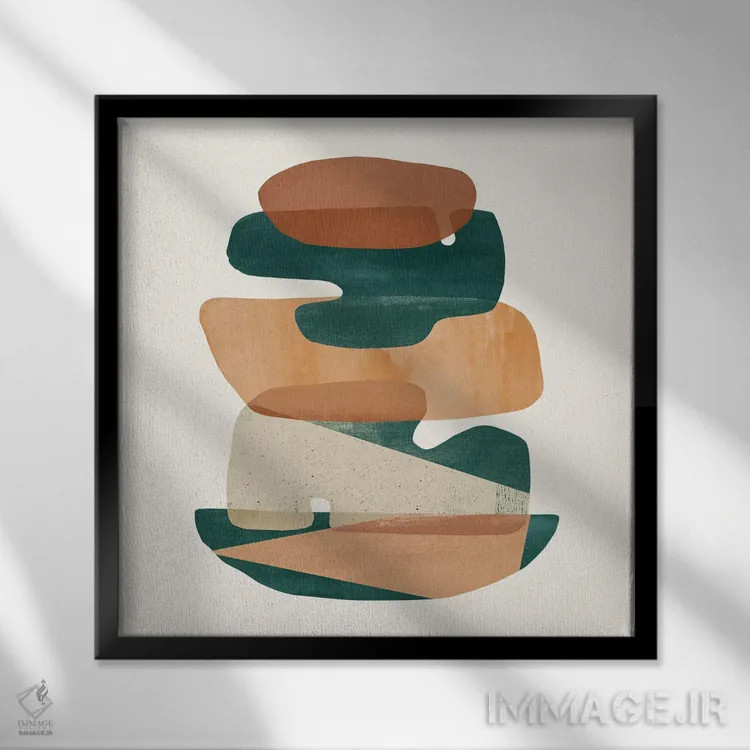 تابلو سنگهای انتزاعی سه اثر دانیلو د آلکساندریا - نمای قابدار مشکی