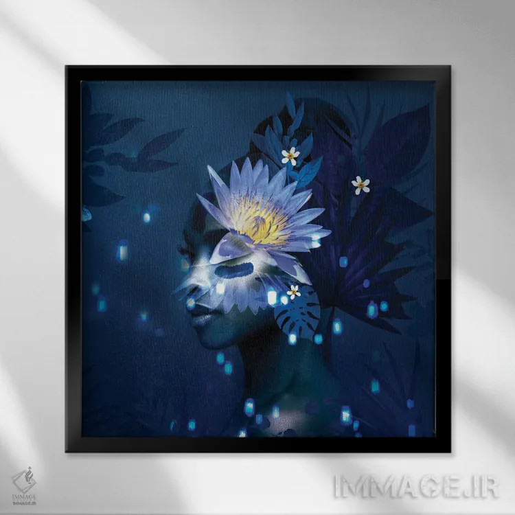 تابلو زن با آواتار نورانی اثر دانیلو د آلکساندریا - نمای قابدار مشکی