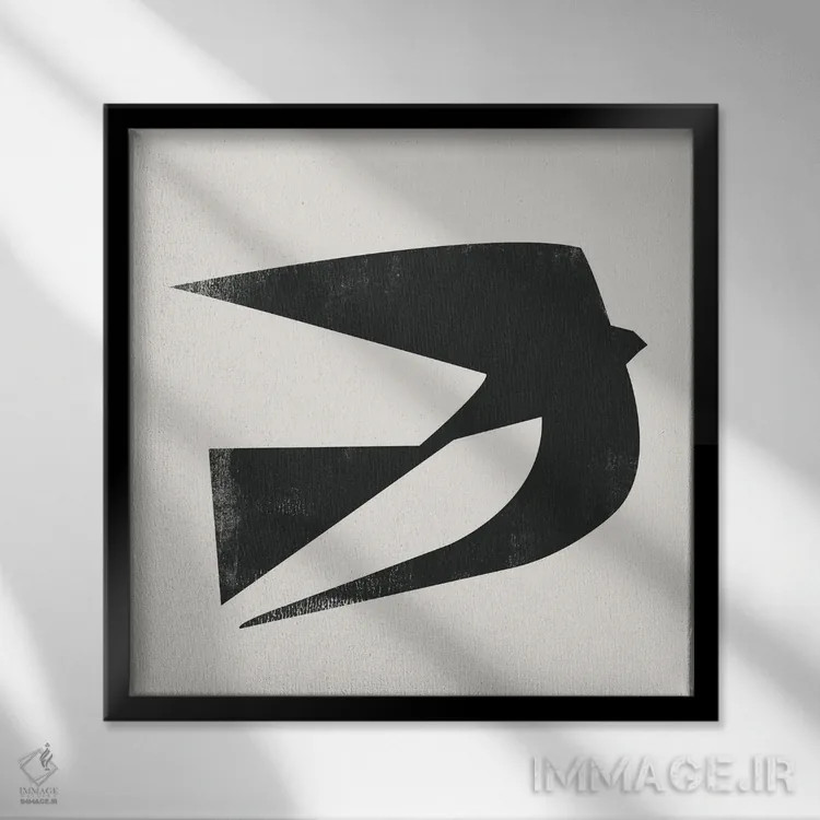 تابلو پرنده مینیمال پنج اثر دانیلو د آلکساندریا - نمای قابدار مشکی