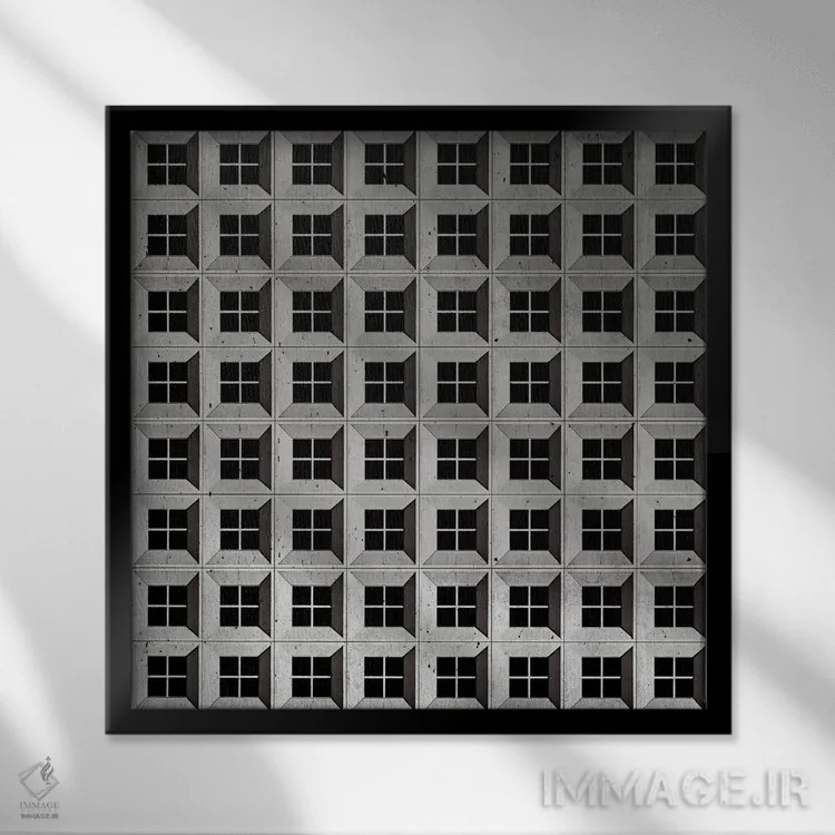 تابلو پنجره انتزاعی پنج اثر دانیلو د آلکساندریا - نمای قابدار مشکی