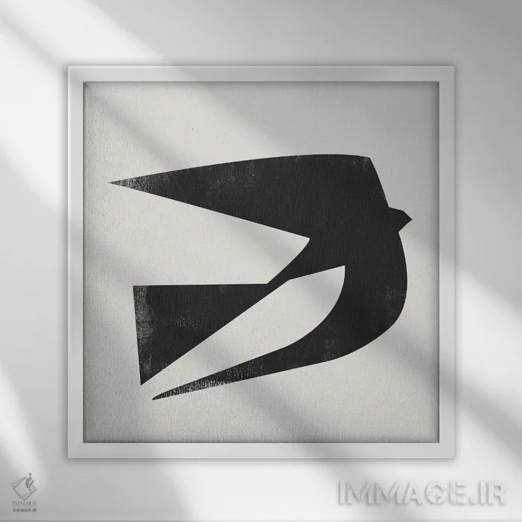 تابلو پرنده مینیمال پنج اثر دانیلو د آلکساندریا - نمای قابدار سفید