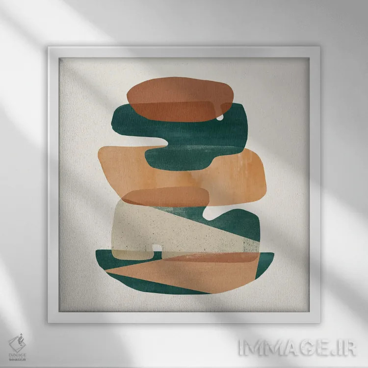 تابلو سنگهای انتزاعی سه اثر دانیلو د آلکساندریا - نمای قابدار سفید