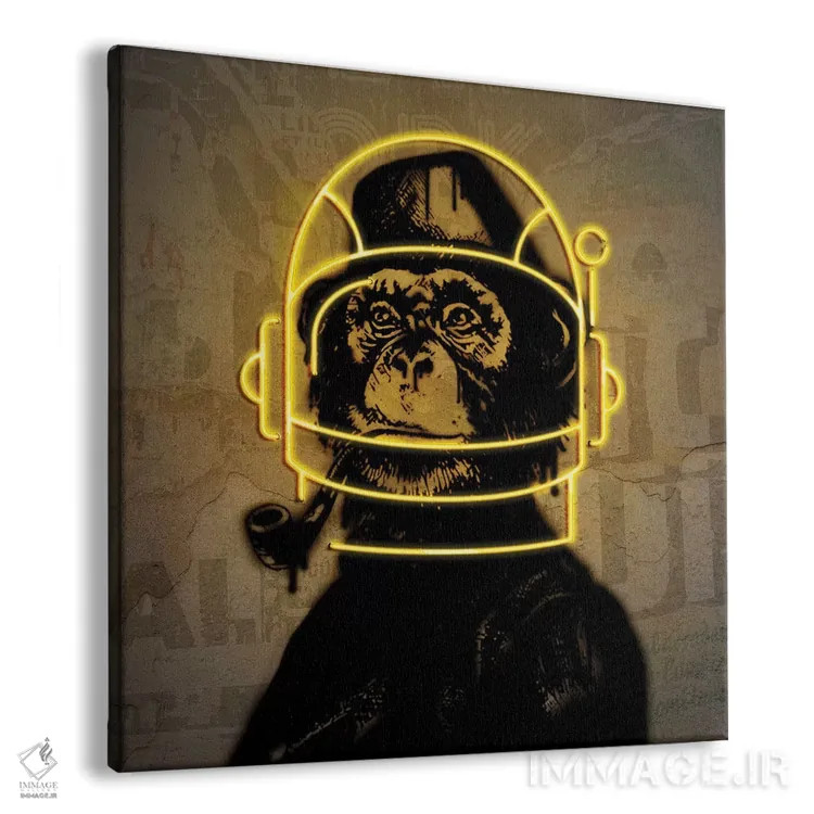 تابلو میمون نئونی اثر دانیلو د آلکساندریا - نمای پرسپکتیو محصول