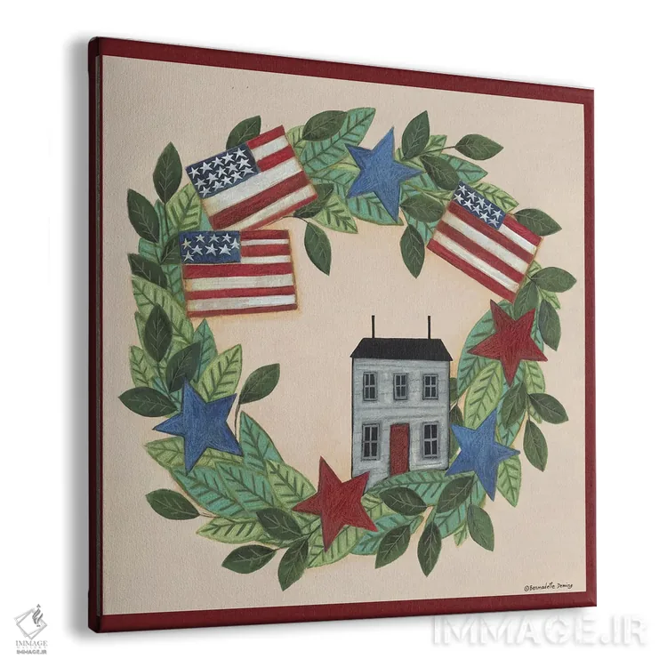 تابلو حلقهٔ تزئینی خانهٔ سالتباکس میهنپرستانه اثر برنادت دمینگ - نمای پرسپکتیو محصول