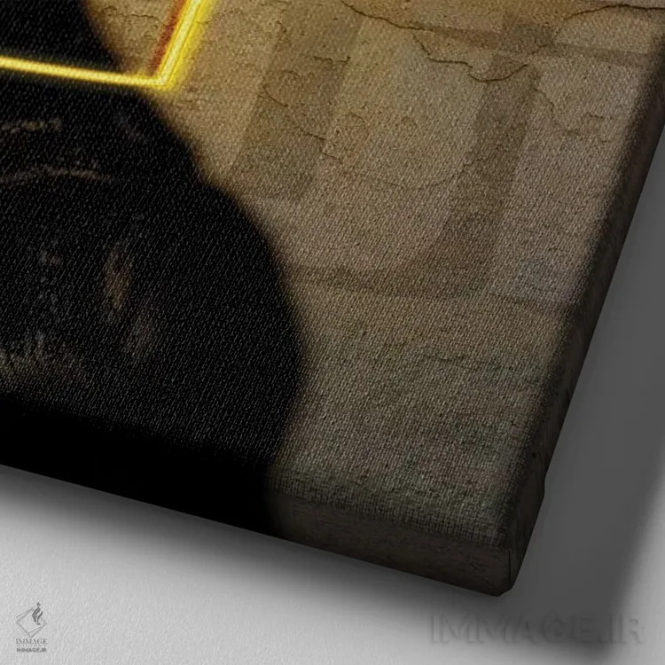 تابلو میمون نئونی اثر دانیلو د آلکساندریا - نمای نزدیک بافت بوم