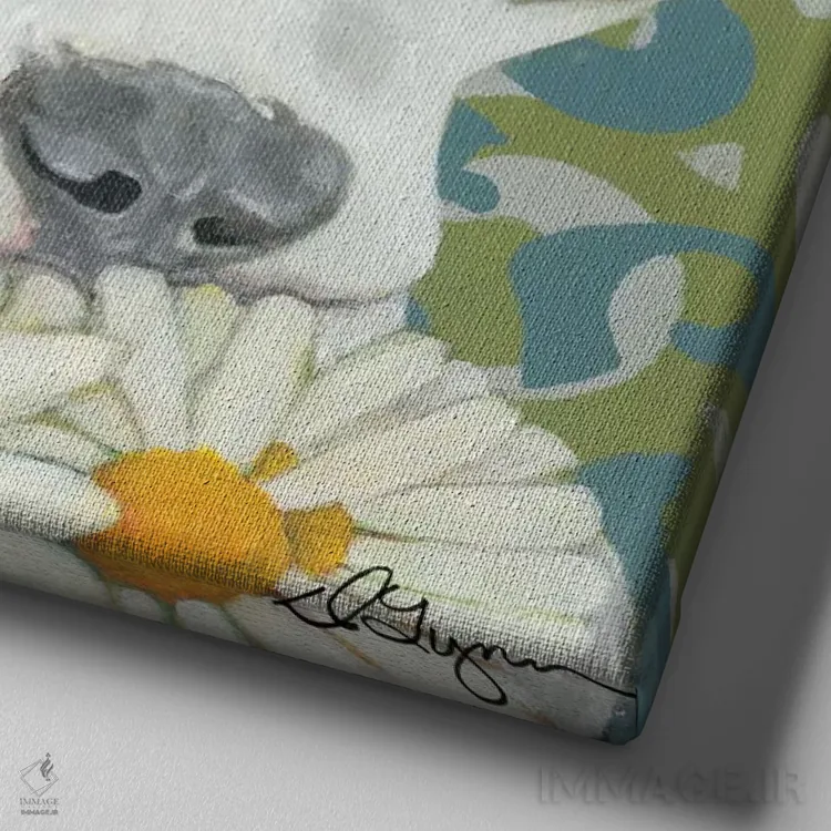 تابلو وصله اثر دیلین رول - نمای نزدیک بافت بوم