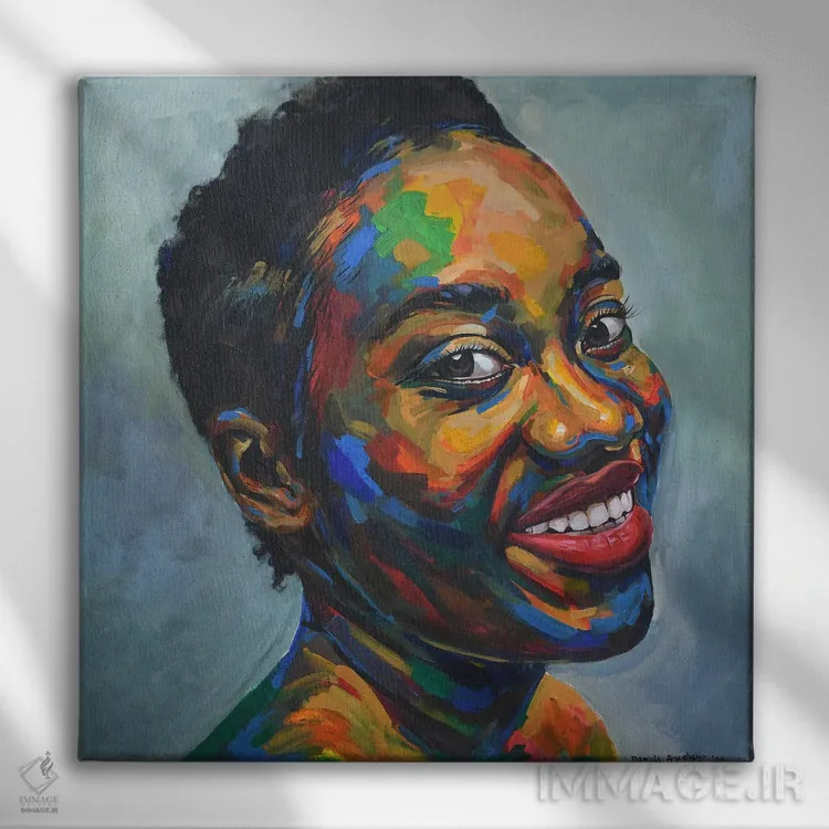 تابلو علیه همهٔ احتمالات VII اثر دامولا آیگبایو - نمای روبهرو روی دیوار