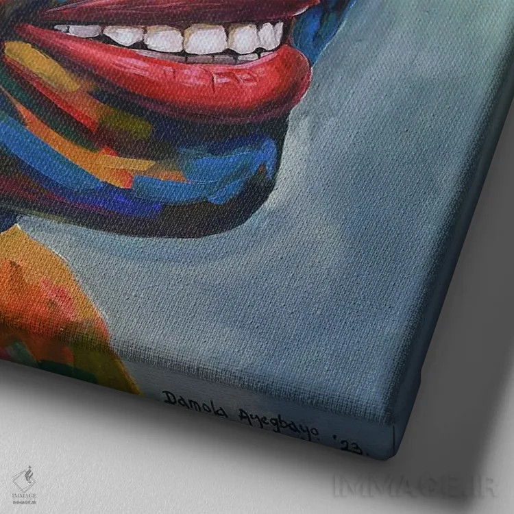 تابلو علیه همهٔ احتمالات VII اثر دامولا آیگبایو - نمای نزدیک بافت بوم