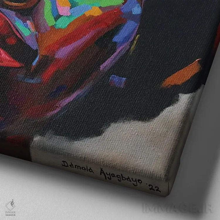 تابلو نگاهی فراتر IV اثر دامولا آیگبایو - نمای نزدیک بافت بوم