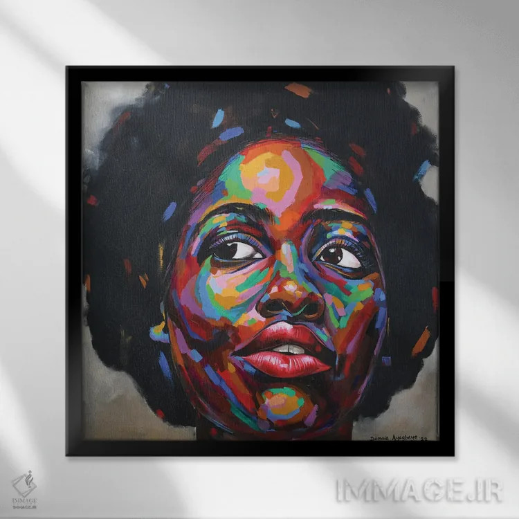 تابلو نگاهی فراتر IV اثر دامولا آیگبایو - نمای قابدار مشکی