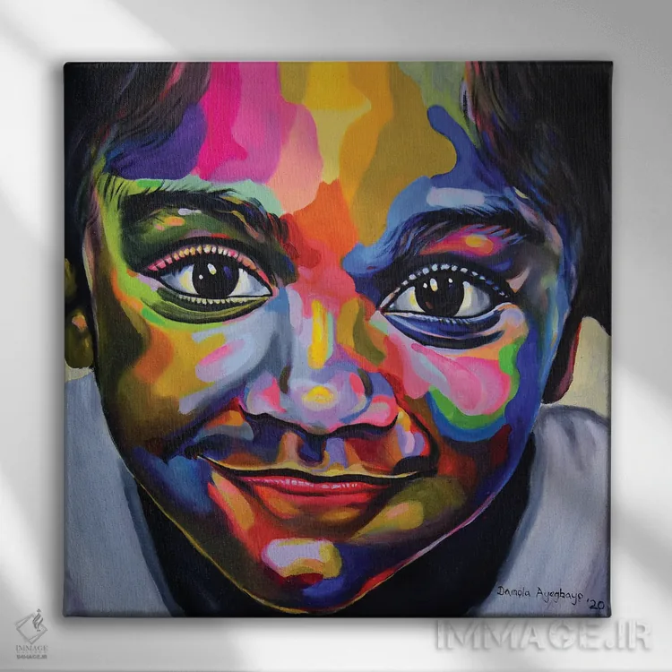 تابلو شادمانی اثر دامولا آیگبایو - نمای روبهرو روی دیوار