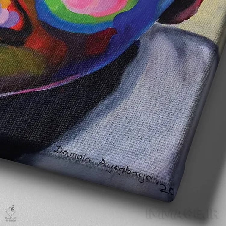 تابلو شادمانی اثر دامولا آیگبایو - نمای نزدیک بافت بوم