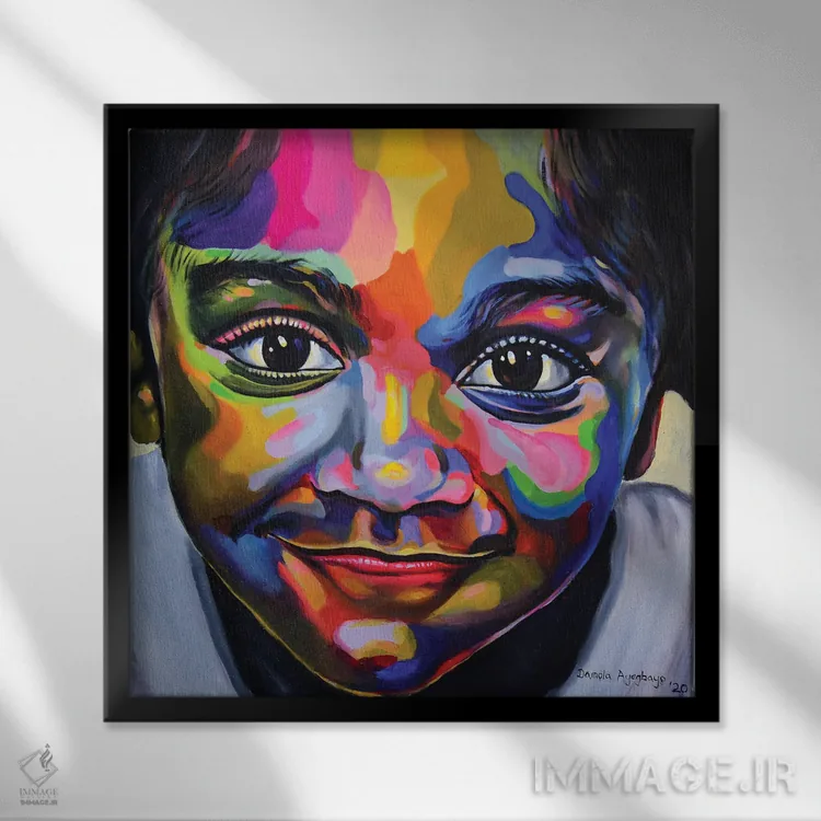 تابلو شادمانی اثر دامولا آیگبایو - نمای قابدار مشکی