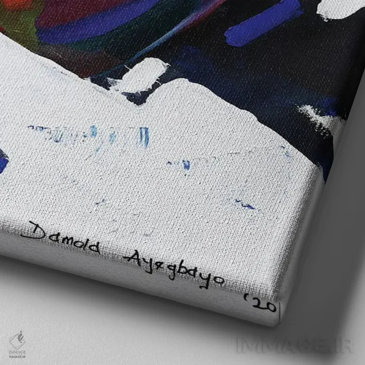 تابلو انزوا II اثر دامولا آیگبایو - نمای نزدیک بافت بوم